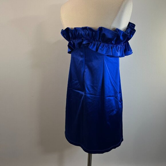 Unbranded Women's Royal Blue Ruffled Strapless Dress - Juniors Size Large - NWT - Picture 4 of 4